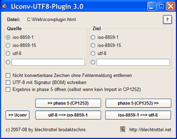 Das Uconv/Iconv-UTF8-plugin im einsatz.